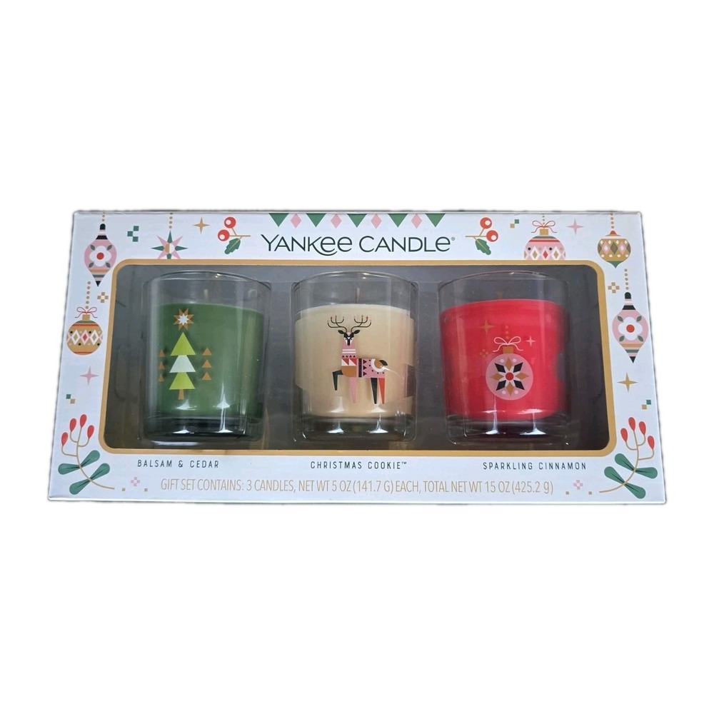 Yankee Candle Holiday Gift Set Balsam & Cedar Christmas Cookie Sparking Cinnamon